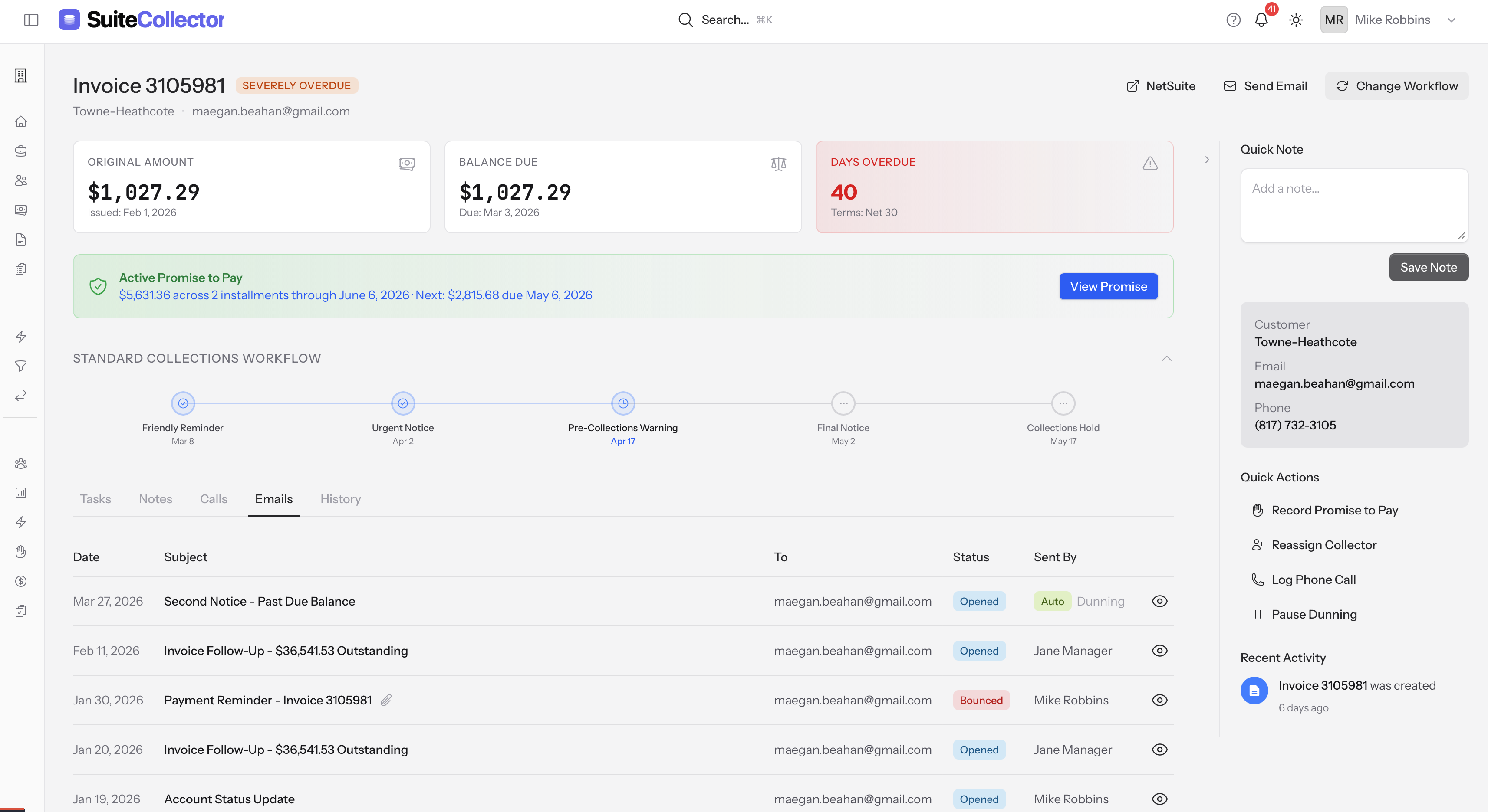 SuiteCollector collections workflow